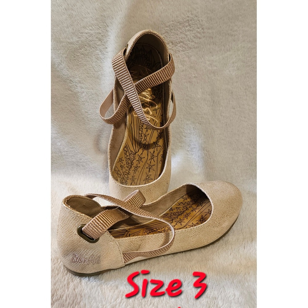 Blowfish Malibu Kids Metallic Gold Ballet Flats Crisscross Straps Size 13 Kids